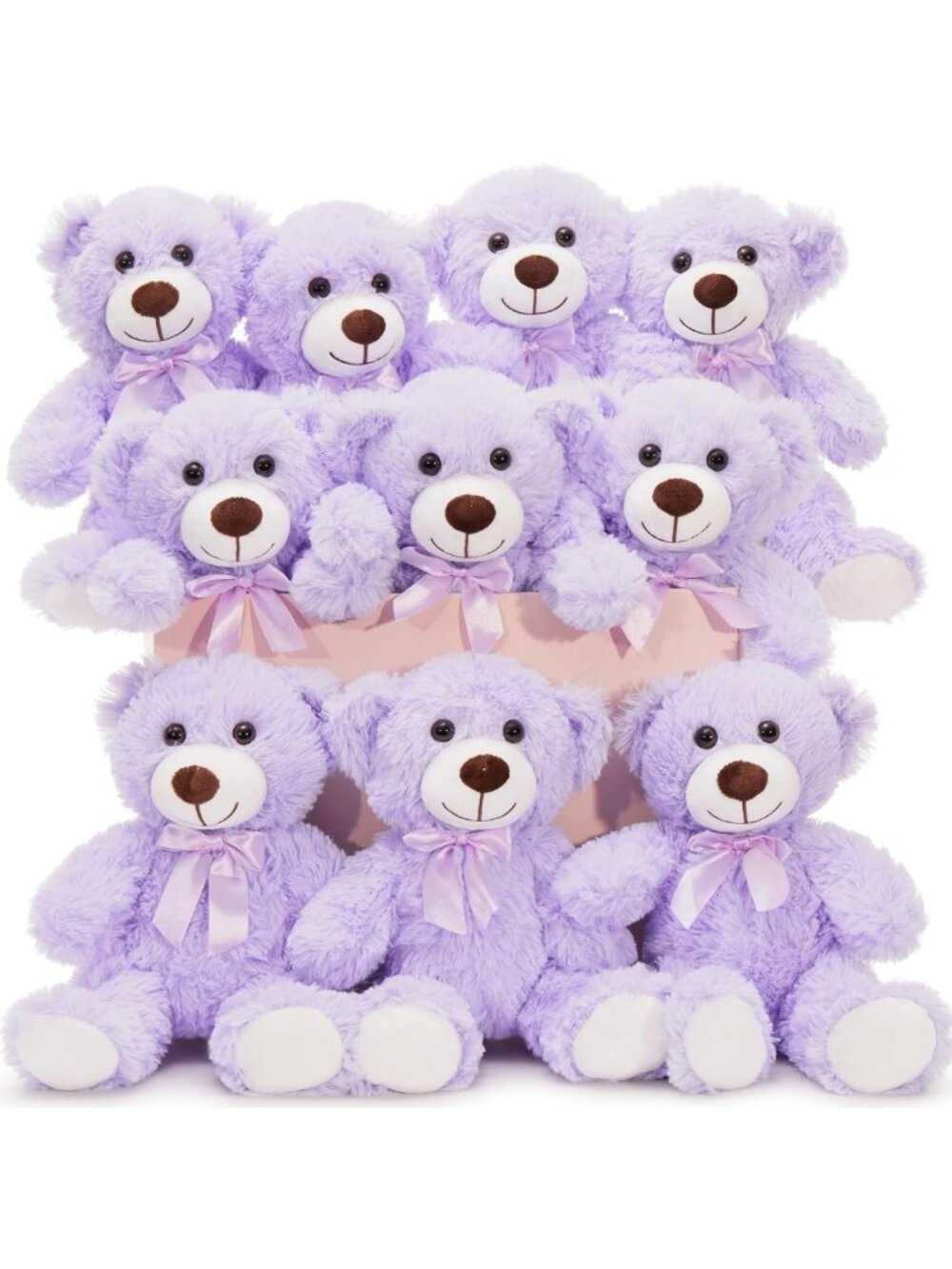 10 Pack Small Plush Teddy Bears - Cute Stuffed Animals for Baby Showers, Parties
